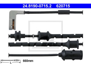 ATE 24.8190-0715.2 įspėjimo kontaktas, stabdžių trinkelių susidėvėjimas 
 Stabdžių sistema -> Susidėvėjimo indikatorius, stabdžių trinkelės
62 38 389, 90497052
