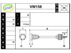 SERA VW158 kardaninis velenas