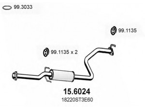 ASSO 15.6024 vidurinis duslintuvas 
 Išmetimo sistema -> Duslintuvas
18220ST3E60, 18220ST3G60, GEX33611