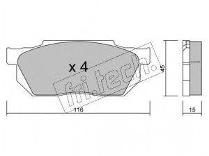 fri.tech. 256.0 stabdžių trinkelių rinkinys, diskinis stabdys 
 Techninės priežiūros dalys -> Papildomas remontas
45022-SH3-G50