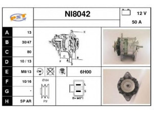 SNRA NI8042 kintamosios srovės generatorius 
 Elektros įranga -> Kint. sr. generatorius/dalys -> Kintamosios srovės generatorius
2310002N12, LR150428E, LR150430