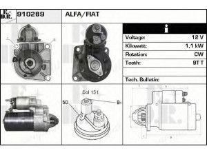 EDR 910289 starteris 
 Elektros įranga -> Starterio sistema -> Starteris
051873926, 51804744
