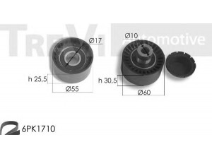 TREVI AUTOMOTIVE KA1037F skriemulių komplektas, V formos rumbuotas diržas