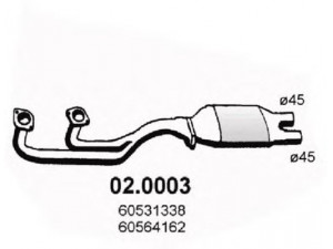 ASSO 02.0003 katalizatoriaus keitiklis 
 Išmetimo sistema -> Katalizatoriaus keitiklis
161300900400, 60531338, 60531668