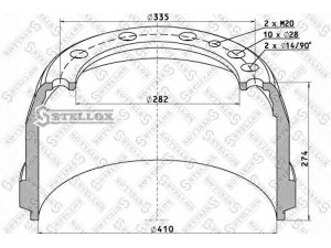 STELLOX 85-00026-SX stabdžių būgnas
1598010, 1599010, 319319