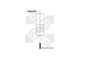 BGA V991934 išleidimo vožtuvas 
 Variklis -> Variklio uždegimo laiko reguliavimo kontrolė -> Vožtuvų eilė -> Vožtuvai/dalys
1113189, 1S6C6505BA, 30711638, C4011-2121