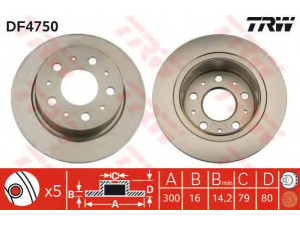 TRW DF4750 stabdžių diskas 
 Stabdžių sistema -> Diskinis stabdys -> Stabdžių diskas
424942, 4249E8, 4249K6, 51740250