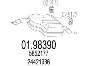 MTS 01.98390 galinis duslintuvas 
 Išmetimo sistema -> Duslintuvas
24421936, 5852177