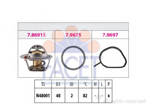 FACET 7.8692 termostatas, aušinimo skystis 
 Aušinimo sistema -> Termostatas/tarpiklis -> Thermostat
1 007 754, 1 211 553, 1 303 374