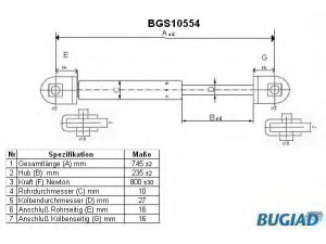 BUGIAD BGS10554 dujinė spyruoklė, bagažinė 
 Priedai -> Bagažinė/pakrovimo skyrius
68907-95J14