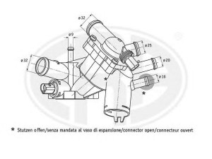 ERA 350326 termostatas, aušinimo skystis 
 Aušinimo sistema -> Termostatas/tarpiklis -> Thermostat
032 121 111 CE