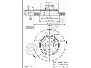 BREMBO 09.3125.10 stabdžių diskas 
 Dviratė transporto priemonės -> Stabdžių sistema -> Stabdžių diskai / priedai
91517694, 95669225, 424690, 4246A6