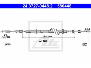 ATE 24.3727-0448.2 trosas, stovėjimo stabdys 
 Stabdžių sistema -> Valdymo svirtys/trosai
211 420 03 85, 211 420 24 85