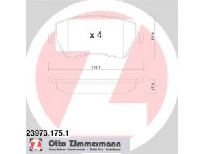 ZIMMERMANN 23973.175.1 stabdžių trinkelių rinkinys, diskinis stabdys 
 Techninės priežiūros dalys -> Papildomas remontas
415 421 0510, 41060AX601, 41060AX625