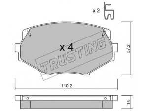 TRUSTING 488.0 stabdžių trinkelių rinkinys, diskinis stabdys 
 Techninės priežiūros dalys -> Papildomas remontas
N0Y3-33-23Z, NAY5-33-23Z, NAY5-33-23ZA