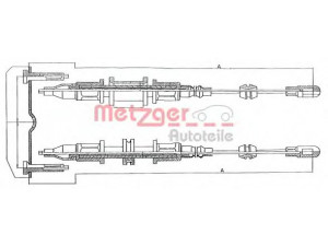 METZGER 11.5853 trosas, stovėjimo stabdys 
 Stabdžių sistema -> Valdymo svirtys/trosai
522532, 522577, 90279542, 90373855