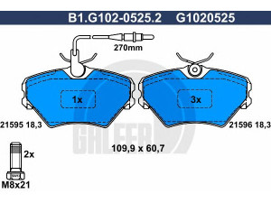 GALFER B1.G102-0525.2 stabdžių trinkelių rinkinys, diskinis stabdys 
 Techninės priežiūros dalys -> Papildomas remontas
77 01 203 967, 77 01 204 670