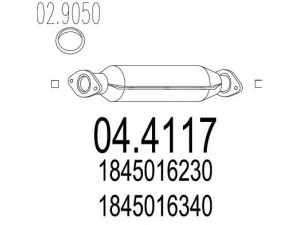MTS 04.4117 katalizatoriaus keitiklis 
 Išmetimo sistema -> Katalizatoriaus keitiklis
1845016230, 1845016250, 1845016340