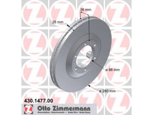 ZIMMERMANN 430.1477.00 stabdžių diskas 
 Dviratė transporto priemonės -> Stabdžių sistema -> Stabdžių diskai / priedai
569 050, 8970340343, 97 034 034