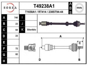 EAI T49238A1 kardaninis velenas 
 Ratų pavara -> Kardaninis velenas
8200144764, 8200144765
