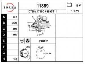 EAI 11889 starteris 
 Elektros įranga -> Starterio sistema -> Starteris
233002F200