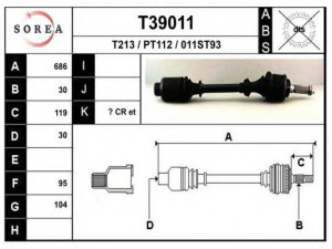 EAI T39011 kardaninis velenas 
 Ratų pavara -> Kardaninis velenas
327444, 327449