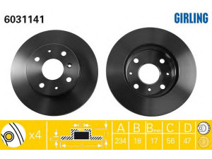 GIRLING 6031141 stabdžių diskas 
 Stabdžių sistema -> Diskinis stabdys -> Stabdžių diskas
4351287710, 4351287710000, 4351287718