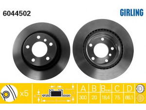 GIRLING 6044502 stabdžių diskas 
 Stabdžių sistema -> Diskinis stabdys -> Stabdžių diskas
34216764651, 34216792227, 34216855007