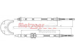 METZGER 10.5354 trosas, stovėjimo stabdys 
 Stabdžių sistema -> Valdymo svirtys/trosai
1664703, 1664811, 1664975, 6637334