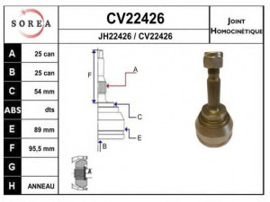 EAI CV22426K jungčių komplektas, kardaninis velenas