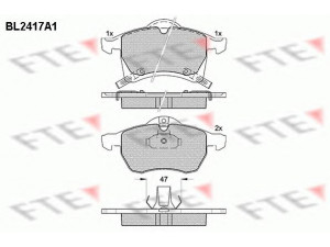 FTE BL2417A1 stabdžių trinkelių rinkinys, diskinis stabdys 
 Techninės priežiūros dalys -> Papildomas remontas
1605009, 1605035, 1605957, 9195145