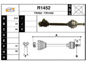 SNRA R1452 kardaninis velenas 
 Ratų pavara -> Kardaninis velenas
7700107503, 7711135196, 8200032891