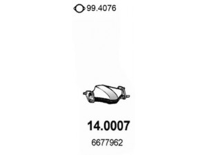 ASSO 14.0007 katalizatoriaus keitiklis 
 Išmetimo sistema -> Katalizatoriaus keitiklis
1046122, 1229696, 1530621, 6572894