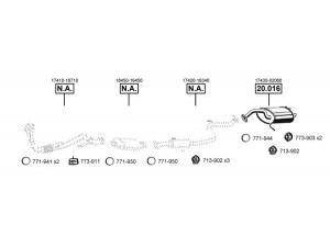 ASMET TO201650 išmetimo sistema 
 Išmetimo sistema -> Išmetimo sistema, visa