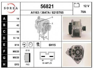 EAI 56821 kintamosios srovės generatorius 
 Elektros įranga -> Kint. sr. generatorius/dalys -> Kintamosios srovės generatorius
6K0903028