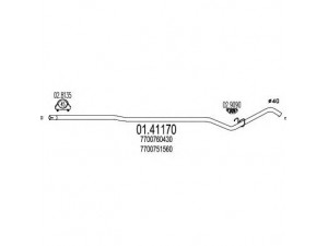 MTS 01.41170 išleidimo kolektorius 
 Išmetimo sistema -> Išmetimo vamzdžiai
7700751560, 7700760430