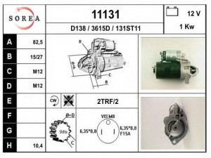 EAI 11131 starteris 
 Elektros įranga -> Starterio sistema -> Starteris
026911023E, 026911023EX, 026911023F