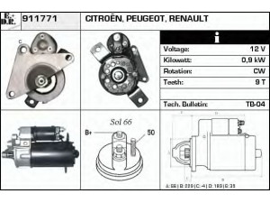 EDR 911771 starteris 
 Elektros įranga -> Starterio sistema -> Starteris
310005, 7700625428, 7700625429