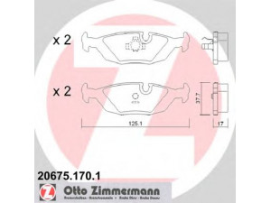 ZIMMERMANN 20675.170.1 stabdžių trinkelių rinkinys, diskinis stabdys 
 Techninės priežiūros dalys -> Papildomas remontas
3421 1 153 196, 3421 1 153 913