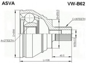 ASVA VW-B62 jungčių komplektas, kardaninis velenas 
 Ratų pavara -> Sujungimai/komplektas
1K0407311J, 1K0498099B, 1KM498099