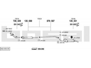 BOSAL 062.053.55 išmetimo sistema 
 Išmetimo sistema -> Išmetimo sistema, visa