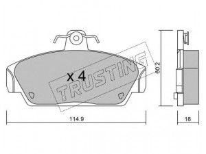 TRUSTING 123.0 stabdžių trinkelių rinkinys, diskinis stabdys 
 Techninės priežiūros dalys -> Papildomas remontas
GBP90337, SEM100020, GBP90318AF