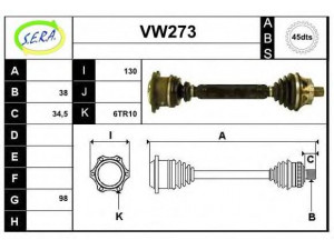 SERA VW273 kardaninis velenas 
 Ratų pavara -> Kardaninis velenas
4B0407271C, 8D0407272BB, 8D0407272AJ