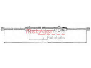 METZGER 11.6673 trosas, stovėjimo stabdys 
 Stabdžių sistema -> Valdymo svirtys/trosai
6006 000 595