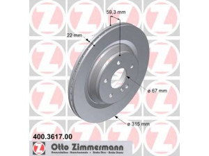 ZIMMERMANN 400.3617.00 stabdžių diskas 
 Dviratė transporto priemonės -> Stabdžių sistema -> Stabdžių diskai / priedai
220 423 03 1264, 220 423 0312