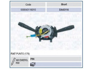 MAGNETI MARELLI 000043116010 vairo kolonėlės jungiklis 
 Vidaus įranga -> Rankinės/kojinės svirties sistema
183160760