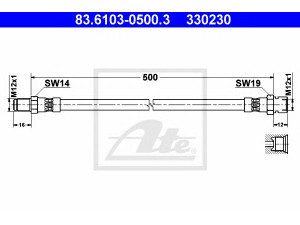 ATE 83.6103-0500.3 stabdžių žarnelė
90 810 525 179, 90 810 526 180