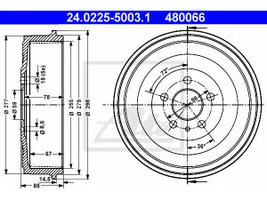 ATE 24.0225-5003.1 stabdžių būgnas 
 Stabdžių sistema -> Būgninis stabdys -> Stabdžių būgnas
4247 37, 1311823080, 1471288080