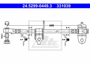 ATE 24.5299-0449.3 stabdžių žarnelė 
 Stabdžių sistema -> Stabdžių žarnelės
4060853, 4087461, 4419596, 4447739