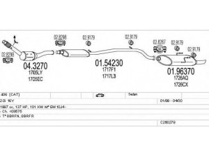 MTS C260279006185 išmetimo sistema 
 Išmetimo sistema -> Išmetimo sistema, visa